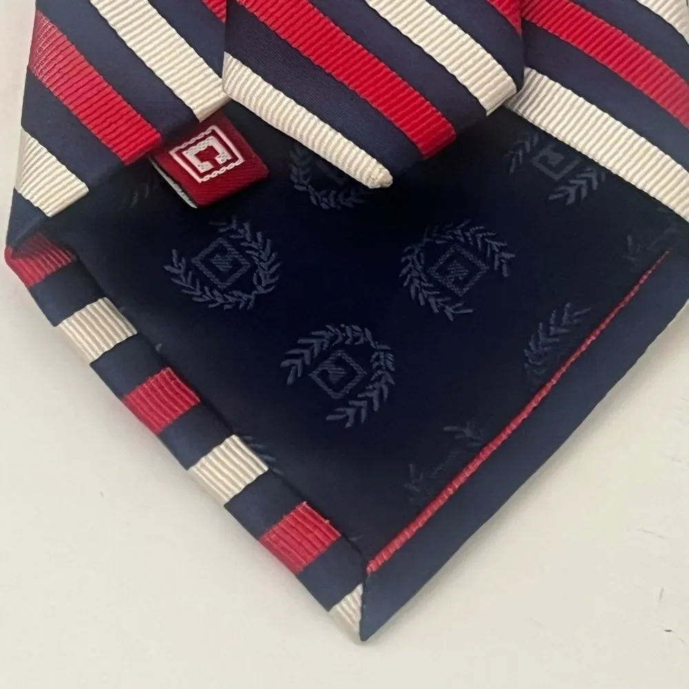 CHAPS 100% Silk Handmade Designer Tie Striped Retro Preppy Americana‎ Necktie